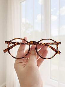 1pc Women's Minimalist Design Full Frame Round Plastic Frame Eyeglasses - Multicolor - View 3