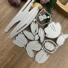 Tulip Set Floral Metal Cutting Dies, Leaf Plant Wedding Cutting Molds, Templates, DIY Handmade Cards, DIY Pressed Flower Card Making, Photo Decoration Paper Molds, Scrapbooking Etc. - Silver - View 7