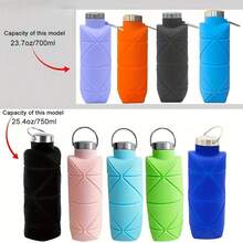 Portable Silicone Bottle, Foldable Leak Proof Sports Drinkware With Handle, Washable Reusable Mug, Lightweight Cup Outdoor Camping Hiking, Insulated Sports Bottle - Pink - View 4
