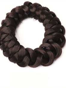 2pcs Retro Style Elastic Hair Ties, Made Of Polyester Fiber And Spandex, Designed For Women's High Ponytail Hairstyles - Multicolor - View 6