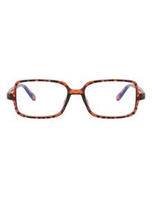 1 Pasang Kacamata Wanita Motif Leopard Bingkai PC Persegi Panjang Minimalis Warna Solid Vintage dengan Rivet dan Lensa Bening - MultiWarna - View 3