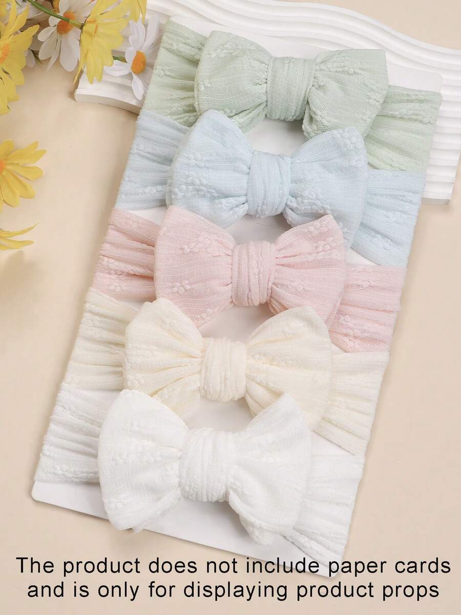 2/5pcs Baby & Kids Soft Elegant Fashion Double-Layer Mesh Bow Headbands, Cute Toddler Elastic Hair Accessories, Suitable For Daily Use, Spring/Summer - Multicolor - View 1