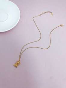 1pc Stainless Steel Waterproof Non-Fading Cute Dinosaur Pendant Necklace, Suitable For Women's Daily Wear - Gold - View 3