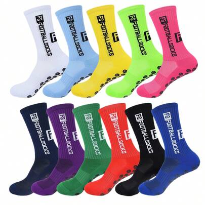 Herren Fußball/Fußball Socken, Knöchelhoch, rutschfeste Gummisohle, Buchstabendruck, hohe Elastizität, atmungsaktiv, feuchtigkeitsableitende Mesh Socken, geeignet für Fußball, Yoga, Mannschaftssportarten