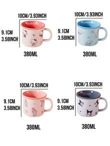 380毫升三丽鸥陶瓷马克杯，可爱卡通猫咪、美乐蒂、酷洛米、肉桂狗图案，光滑釉面，防滑底座，耐热，可微波炉加热，易于清洁，建议手洗，适合女孩、青少年、办公室、家庭使用，也是馈赠佳品，三丽鸥粉丝必备。 - 彩色 - 查看 4