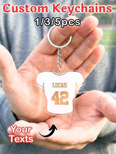 1/3/5 chiếc móc khóa áo đấu bóng đá tùy chỉnh, có thể tùy chỉnh tên hoặc số, móc khóa acrylic chủ đề World Cup 2026, một món quà nhỏ dành cho người hâm mộ bóng đá, thích hợp làm quà tặng ngày lễ, quà tặng cho người hâm mộ hoặc mặt dây chuyền trang trí, có thể tùy chỉnh móc khóa, có thể dùng làm quà tặng tùy chỉnh, trang trí ba lô tùy chỉnh, đồ dùng học tập, quà tặng Ngày Valentine (phù hợp cho cả nam và nữ), Ngày của Mẹ, Ngày của Cha, quà lưu niệm, mặt dây chuyền phụ kiện tinh tế, quà tặng cho bạn bè, gia đình, các cặp đôi, trường học, trang trí nhà cửa, phòng.