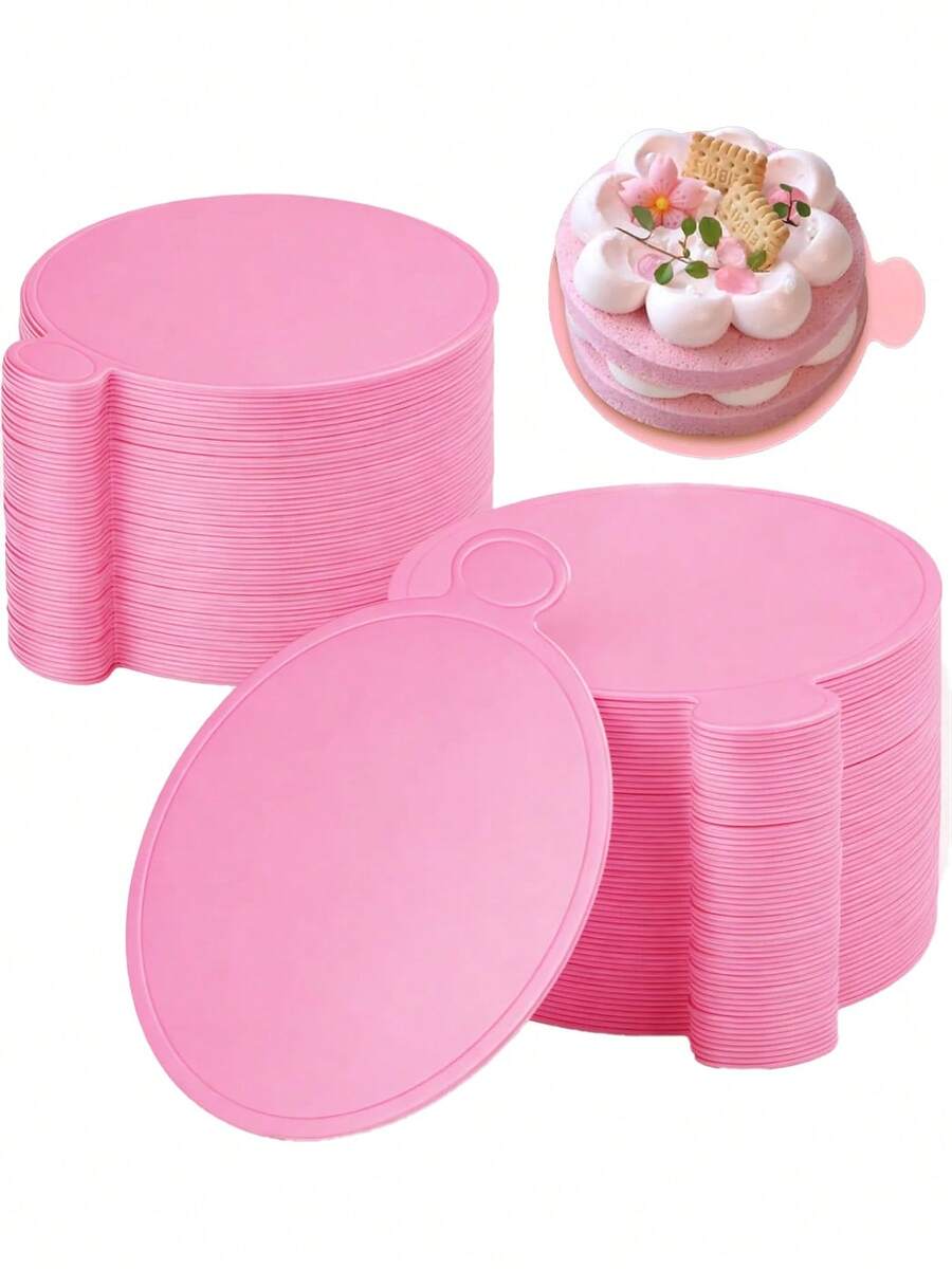 100pcs 3.15 Inch Pink Mini Cupcake Liners, Round Mini Dessert Plates, Suitable For Weddings, Baby Showers, Girls Birthday And Gender Reveal Parties - Pink - View 1