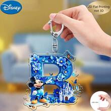 2D平面印刷，米奇蓝色亚克力钥匙扣，26个英文字母A-Z，可爱卡通包包挂饰，情侣朋友专属字母饰品，适合作为圣诞节、感恩节、母亲节和父亲节礼物，也可用于装饰车辆、包包、汽车和圣诞树，趣味钥匙扣设计 | 耐用亚克力2D平面家居装饰包包挂件 - 彩色 - 查看 17