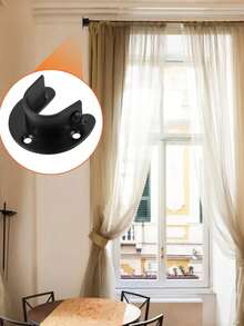 4个不锈钢U型衣柜挂杆支架，25毫米，黑色，适用于衣柜杆插槽、衣柜轨道末端支架、窗帘杆支架 - 黑色 - 查看 4