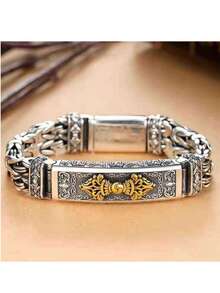 1pc Men's Vajra Bracelet, Hip Hop Style - Silver - View 3