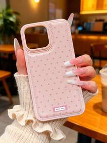 1个粉色波点UV印花图案粉色鼓包荔枝纹理手机壳，适用于 17-11 Pro Pro Max Plus，适合各种场合的礼物 - 粉紅波點 - 查看 5