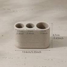 1件树脂浴室配件套装，浴室配件，浴室套装，牙刷架，皂液器，漱口杯，梳妆托盘，皂盒，浴室储物罐，台面收纳架，仿石浴室装饰 - 米色 - 查看 13