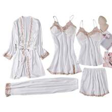 Five Piece Set Of Fashionable Multi Colored Optional Satin Contrasting Lace Straps With Waist Cinching Comfort, Suitable For Women To Wear As Outerwear For Home Wear - 酒紅色 - 查看 7