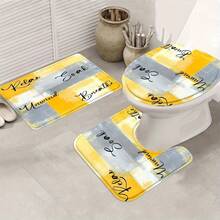 1/4pcs Bathroom Set - Complete Set With Graffiti Print Pattern, Elegant Modern Design For Home Decor, Bath Curtain, Full 4pcss Toilet Seat Cover, Easy To Install, Includes 12 Durable Hooks - The Perfect Gift For Friends And Family - B - View 5