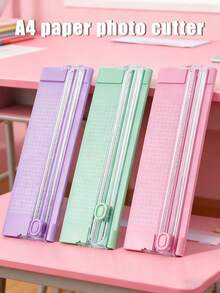 1 Cortador de papel A4/A3, Cortador de papel portátil de plástico, Herramienta de recorte de fotos mini, Cortador de escritorio manual deslizante. Útiles escolares para la temporada de regreso a clases. Cortador de papel manual compacto, Cortador de plástico ligero, Cortador de fotos con patrón de cuadrícula multicolor, Adecuado para scrapbooks y manualidades - Cortador de papel - Ver 13