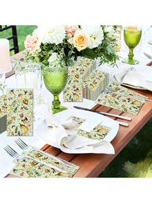 20pcs Elegant Watercolor Paper Napkins, Bird And Floral Patterns, 2-Ply, Suitable For Weddings, Birthdays, Celebrations, Watercolor Bird Print, Disposable Fancy Napkins For Parties, Dining Table Decor - Multicolor - View 4