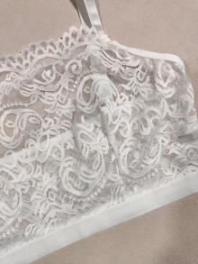 Plus Size Women's White Lace Bra, Comfortable Versatile Wireless Bra For Large Bust, Sexy Lace Camisole Bra Without Padding - White - View 9