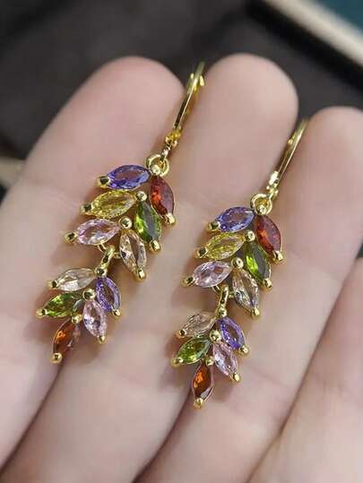 1对优雅竖款耳环，展现自信风采（金色）