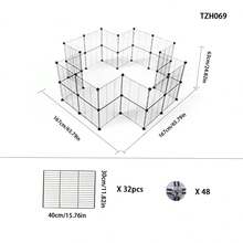 DIY Modular Pet Fence Metal Mesh Pet Cage Small Pet Indoor Fence Suitable For Mini Pigs, Guinea Pigs, Hamsters, Small Pets Single Panel Iron Mesh Size 30 * 40 Cm (11.81 * 15.75 Inch) - Multicolor - View 15