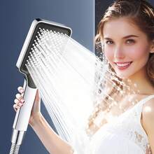 Đầu vòi sen cỡ lớn với 3 chế độ phun (mưa/phun/hỗn hợp) – Màu bạc, chất liệu ABS, kiểu dáng hiện đại cho phòng tắm – Thiết kế tiết kiệm nước áp lực cao cho trải nghiệm tắm sang trọng. - Hình vuông - Xem 4