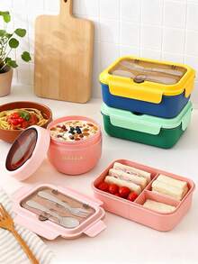 1个便携式保温汤碗，带密封锁扣 - 防漏保温食品容器，适合户外野餐、办公室午餐和外卖 - 多彩设计 - 彩色 - 查看 5