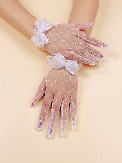 1 Set Easter Holiday Outfit, Mesh Plaid Veil Headband, Lightweight Breathable Bow Decor, Wedding Costume Accessories