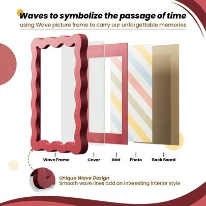 1pc Rainbow Series Colored Cardstock Wave Photo Frame, Decorate Living Room, Can Be Used As A Birthday Gift, Wedding Gift, Rama Table Decor, Housewarming Gift, Dorm Essentials, B&B Decor (Random Photo Paper)