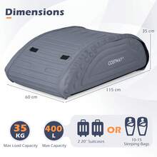 COSTWAY 400L Waterproof Car Roof Bag, Foldable Rooftop Cargo Carrier With 4 Reinforced Straps & Anti-Slip Bottom, Soft-Shell Car Top Storage Bag For All Cars With Or Without Rack, Grey - A - View 7