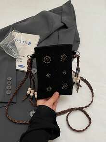 Mobile Phone Bag, Retro Tassel Embellishment Of National Customs, Exquisite Leather Rope With Simple Version, One Shoulder Crossbody Dual-Purpose Design, Light And Compact For Daily Travel, Exquisite Technology Highlights The Texture, All Kinds Of Wear, Showing Unique Personality And Fashion Taste. - Multicolor - View 12