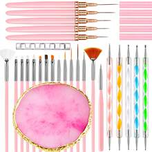 Nail Art Tools 27Pcs Set - Nail Art Brush - Resin Nail Art Palette - 2-Way Acrylic Engraving Pen Dotting Pen Tools Nail Art Kit For Nail Art - Multicolor - View 1