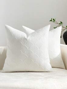 1个/2个装抱枕套，18x18英寸，天鹅绒装饰沙发枕套，柔软方形靠垫套，适用于沙发、床、汽车 - 白色 - 查看 11