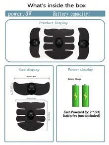Máy tập kích thích cơ không dây EMS, máy mát-xa điện thông minh hỗ trợ tập luyện cơ bụng, giảm cân. - màu đen - Xem 3