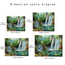 绿山瀑布挂毯，禅意自然风景艺术墙贴，适用于房间装饰、卧室装饰、客厅装饰、家居装饰、墙面装饰、房屋装饰、卧室挂毯、宿舍客厅卧室风景墙面艺术装饰、宁静自然主题挂毯，适用于家居房间装饰、静谧湖舟天鹅花卉墙面装饰 - 多色 - 查看 3