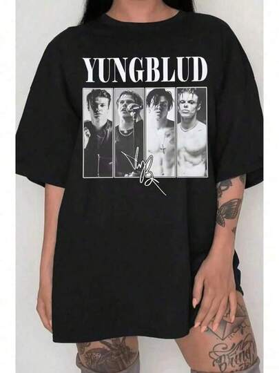 2026 Men's Women's Fashionable Easter Clothes, Vintage 90s Yungblud T-Shirt Soft Retro Musical T-Shirt With Group Graphic And Letters, Machine Washable Round Neck For Men And Teens, All Year Comfort, Ideal Birthday Gift For Fans, Concert Merchandise, Large Black Size With Iconic Yungblud Print, Digital Print Design, Perfect Regular Cut Casual Comfortable And Stylish For All Seasons, Graphic Print Knitted 100% Cotton T-Shirt, Machine Washable-Fashion Clothes, Size 4Y-13Y, S-XXXL, Kids Clothes Boys, Kids Girls Clothing, Men Clothes, Women's Tops, Perfect Gift For Easter Day And Mother's Day, For Men And Women, Can Be Matched With Parent-Child Outfits