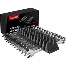 WAENLIR 12PCS Magnetic Modular Wrench Organizer Set-Drawer Storage Rack With MetricSAE Labels, Wrench Holder With Magnet, Men, Father, Boyfriend, DIYers Mechanics (Black) - Default - View 1