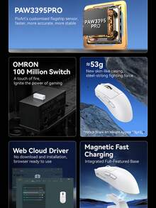 1 Ratón inalámbrico Bluetooth para juegos eSports PAW3395 con base de carga RGB, de peso ligero - Ver 3