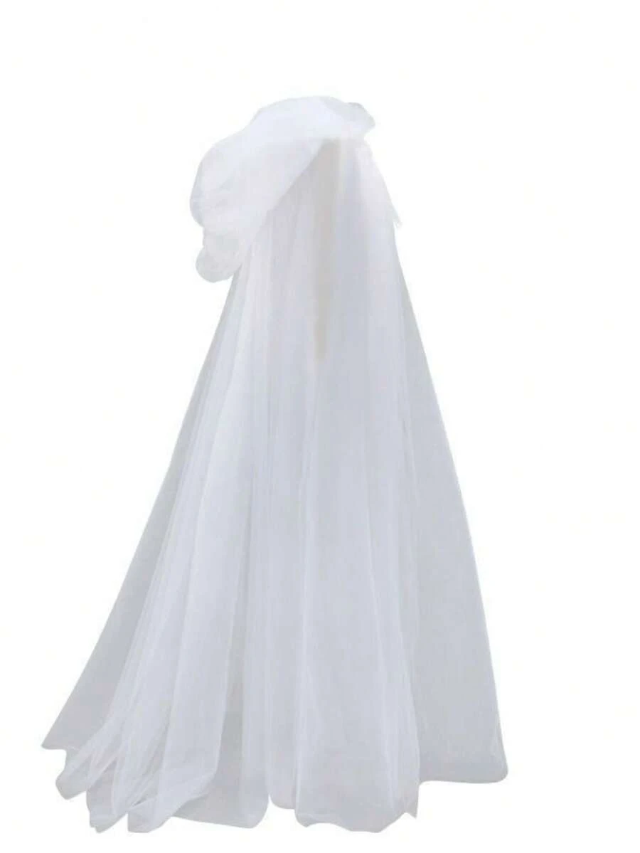 Halloween Hooded Cloak, Long Mesh Dramatic Personalized Cosplay Cape, Dark Gothic Style - White - View 1