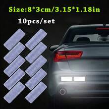 10pcs/Pack Car Bumper Reflective Safety Stripe Stickers, Automotive Reflective Tape Warning Safety Decals - A - View 13