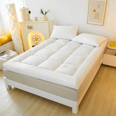 1 pieza Colchoneta de fibra de leche de terciopelo - Colchoneta de colchón suave y delgada de unicolor, colchoneta de colchón cómoda y suave, adecuada para dormitorio, apartamento, habitación de invitados, dormitorio, todas las estaciones