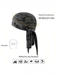 1条吸湿排汗头带，速干运动头带，骷髅图案头巾，男女通用海盗头饰 - A - 查看 12