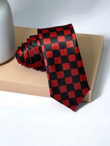 男士格纹领带一条，适合聚会和节日场合，窄款格纹领带，适合年轻职业人士/派对穿着，设计款 - 彩色 - 查看 15