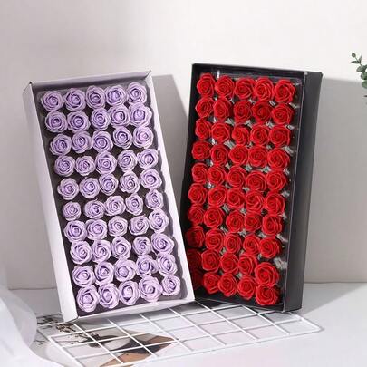50 bông hồng, hộp quà sang trọng, hoa hồng nhân tạo hai lớp - Nghệ thuật hoa sống động với các màu hồng, tím, xanh dương, vàng, xanh lá cây - Hoàn hảo cho trang trí nhà cửa, sinh nhật, ngày Valentine, đám cưới, kỷ niệm - Trang trí lâu bền, cách cắm hoa thời trang, bó hoa giả bền chắc, độc đáo cho các sự kiện