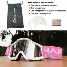 1 Set Of Outdoor Cycling Goggles, Motorcycle Off-Road Dustproof Goggles, And Sports Windproof Ski Goggles, With A Storage Bag And Lens Cleaning Cloth. Colored And Clear Lenses Are Available. Suitable For Cycling, Skiing, And Surfing. - 彩色 - 查看 12