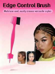 1PC Double Sided Edge Control Brush, 3-In-1 Styling Tool With Boar Bristles For Smooth Baby Hair And Eyebrows, Professional Hair Edge Brush For Natural Hair Styling, Anti-Frizz Grooming Kit For Women Girls, Travel Friendly Hair Accessories For Daily Use,Christmas Gift,Hair Tools,Hair Items,Travel Essential,Travel,Barber,Hairstylist,Barber Accessories,Valentine's Day,Hair Supplies,Hair Stylist,Barbershop,Salon,Vacation Essentials,Hair Products,Barbershop,Valentine's Gift,Travel Essentials For Women,Hair Stylist Tools - 玫紅色 - 查看 6