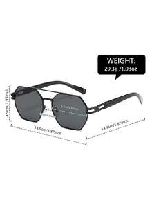 一副男士光滑金色不对称时尚眼镜，金属材质，防晒，酷炫都市风格，日常通勤款 - 彩色 - 查看 11