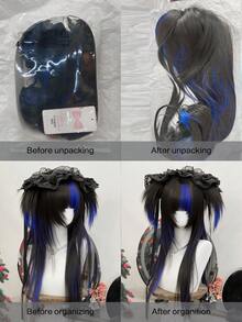 alicegarden 30-Inch Long Synthetic Wig Featuring A Natural Straight Style A Stunning Multicolor. Designed With Bangs , This False Hairpiece Is Perfect For Ms Daily Use, Offering A Natural And Realistic Appearance That Mimics Gift For Ladies. (No Accessories) - Multicolor - View 8