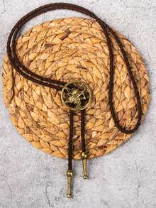 1pc Western Cowboy Wolf Head Bolo Tie, Gothic Pentagram Goat Head Necklace Pendant, Unique Accessory - Multicolor - View 4