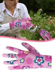 1 双女士花卉园艺手套，防滑抓握园艺工作手套，舒适防刮园艺手套 - 清洁手套 - 适合骑自行车、钓鱼、飞钓、露营和家庭清洁等户外活动 - 便携 - 易于穿戴 - 多用途透气手套，适用于厨房用品、浴室用品、旅行必备品、户外花园装饰品、学校用品、母亲节、父亲节。 - A - 查看 6