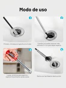 1 pieza Gancho limpiador para tuberías de acero de 160/200cm para remover obstrucciones del inodoro y el fregadero de la cocina - 160 cm - Ver 7