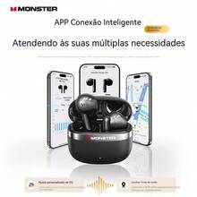 Monster Q11 True Wireless Earbuds, Semi-In-Ear Design, Bluetooth 5.4, 30H Playtime, HD Sound, Low Latency For Music & Gaming – Black - View 2